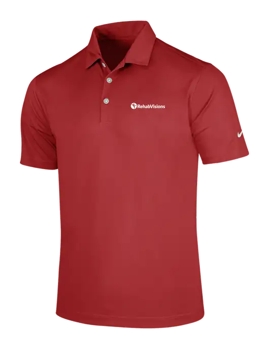 NIKE Red Dri-Fit Vertical Mesh Polo w/RehabVisions POST Logo