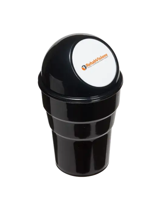 Black Car Cup Holder Trash Can w/RehabVisions POST Logo