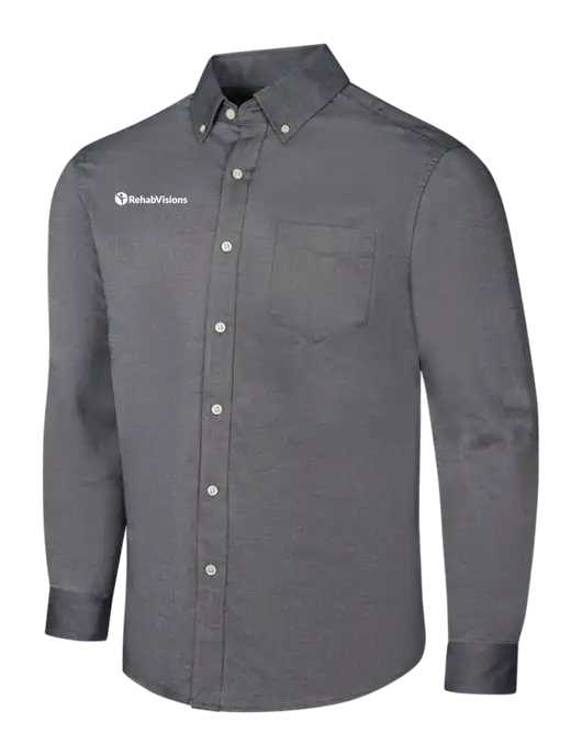 Dark Grey SuperPro Oxford Shirt w/RehabVisions POST Logo