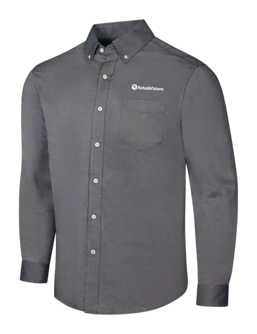Dark Grey SuperPro Oxford Shirt w/RehabVisions POST Logo