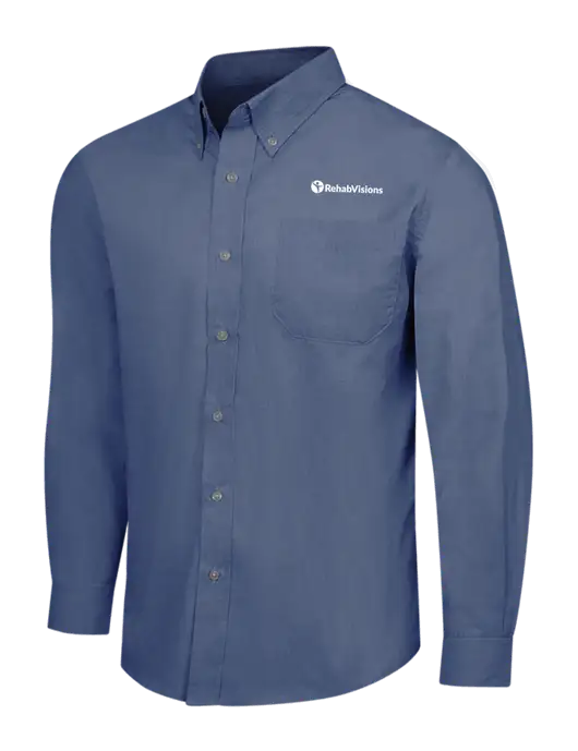 Light Navy Crosshatch Easy Care Shirt w/RehabVisions POST Logo