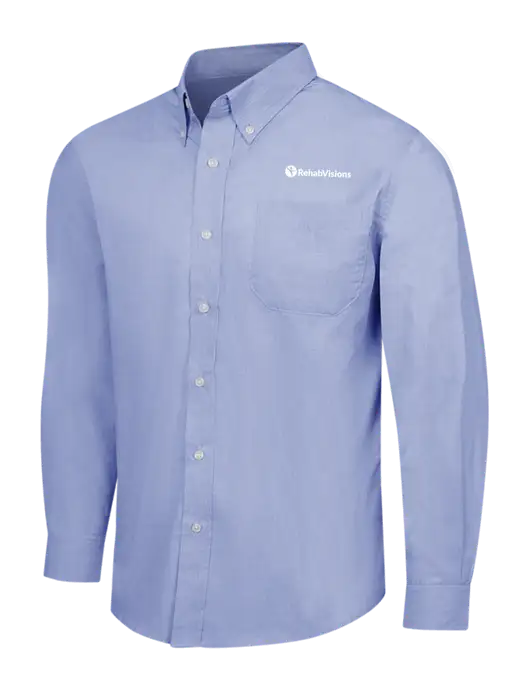 Light Slate Blue Crosshatch Easy Care Shirt w/RehabVisions POST Logo