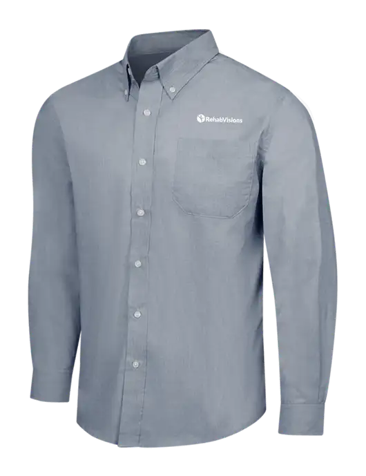 Navy Frost Crosshatch Easy Care Shirt w/RehabVisions POST Logo
