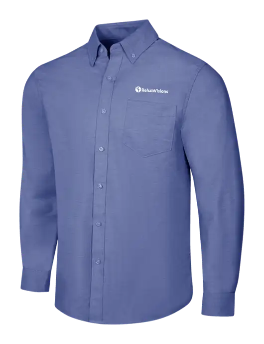 Navy SuperPro Oxford Shirt w/RehabVisions POST Logo