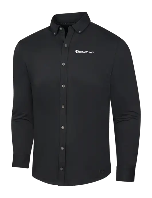 OGIO Blacktop Modern Code Stretch Button-Up Shirt w/RehabVisions POST Logo