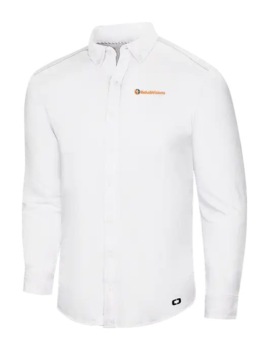 OGIO Bright White Modern Code Stretch Button-Up Shirt w/RehabVisions POST Logo