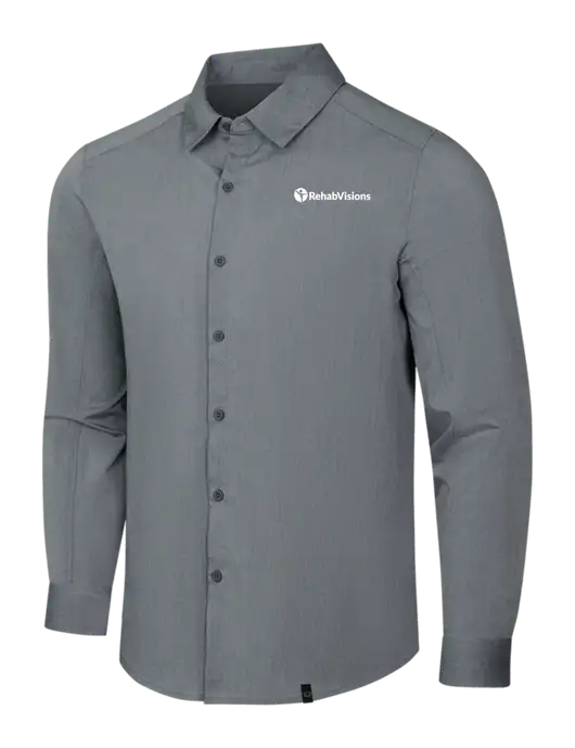 OGIO Medium Grey Heather Commuter Woven Shirt w/RehabVisions POST Logo
