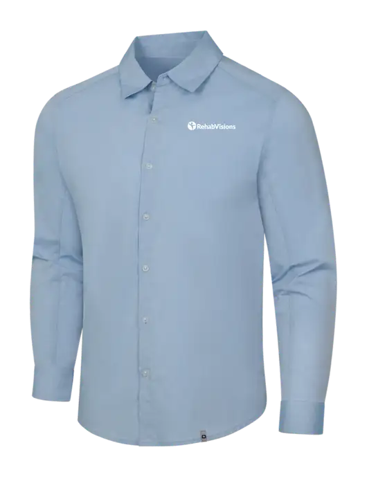 OGIO Light Blue Commuter Woven Shirt w/RehabVisions POST Logo