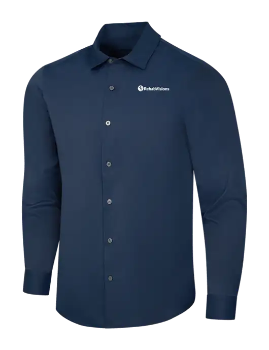 Navy City Stretch Shirt w/RehabVisions POST Logo
