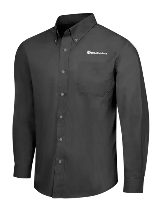 Soft Black Crosshatch Easy Care Shirt w/RehabVisions POST Logo