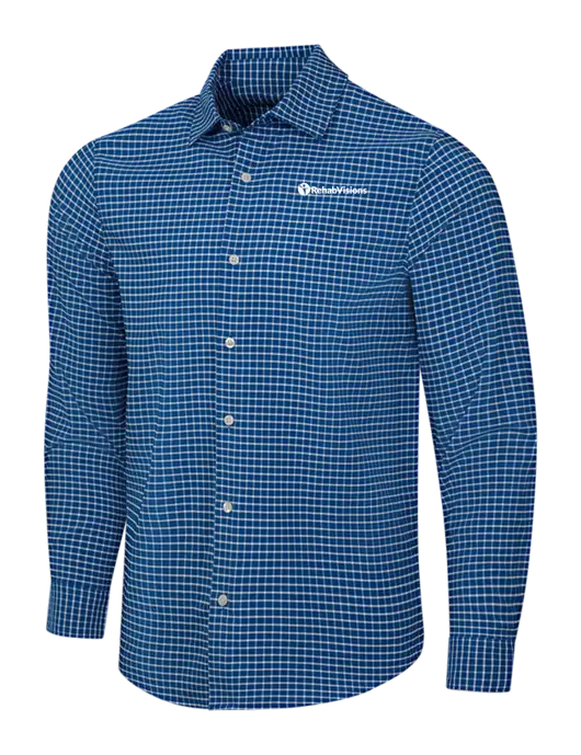 Navy/White City Stretch Shirt w/RehabVisions POST Logo