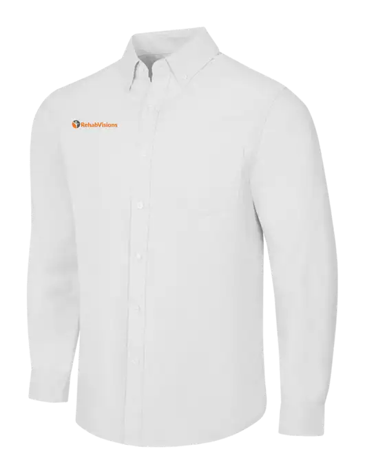White SuperPro Oxford Shirt w/RehabVisions POST Logo