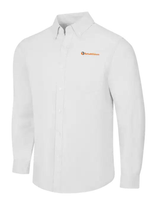 White SuperPro Oxford Shirt w/RehabVisions POST Logo