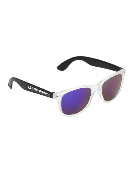 Key West Black Mirrored Sunglasses w/RehabVisions POST Logo