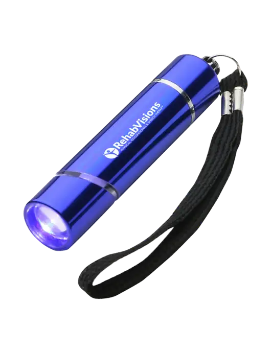 Blue Aluminum Scope LED Flashlight w/RehabVisions POST Logo