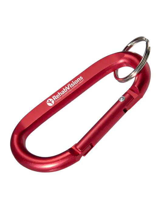 Red Carabiner & Key Ring w/RehabVisions POST Logo