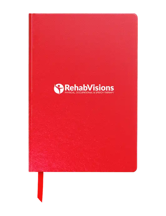 Achieve Red Hardcover Journal, 5.5 x 8.37 w/RehabVisions POST Logo