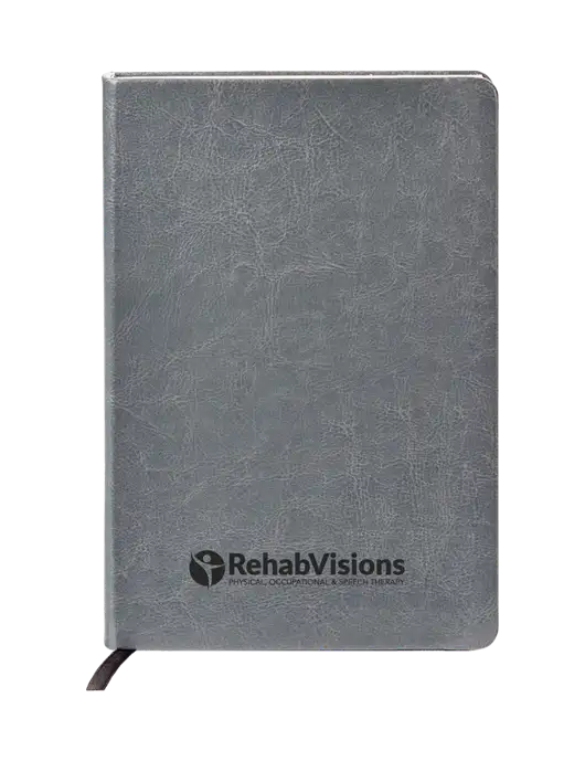 Fabrizio Grey Hard Cover 5.75 x 8.3 Journal w/RehabVisions POST Logo