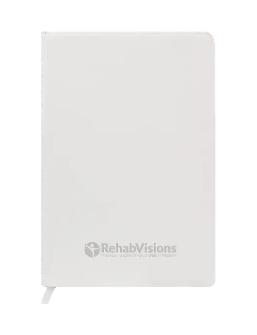 Fabrizio White Hard Cover 5.75 x 8.3  Journal w/RehabVisions POST Logo