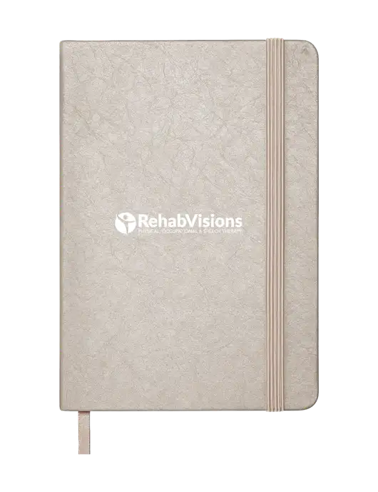 Granite Light Grey Hardcover Journal, 5.62 X  8.37 w/RehabVisions POST Logo