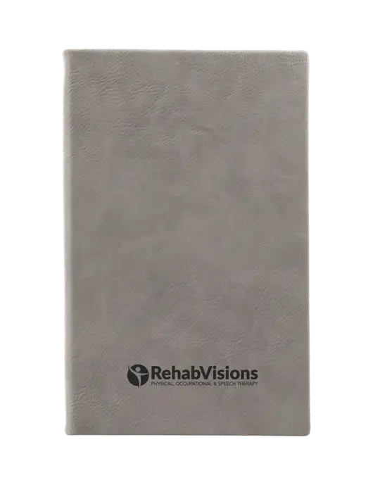 Grey Leatherette 5.25 x 8.25 Journal w/RehabVisions POST Logo