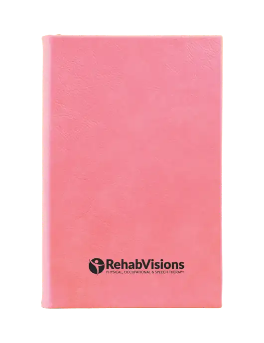 Pink Leatherette 5.25 x 8.25 Journal w/RehabVisions POST Logo