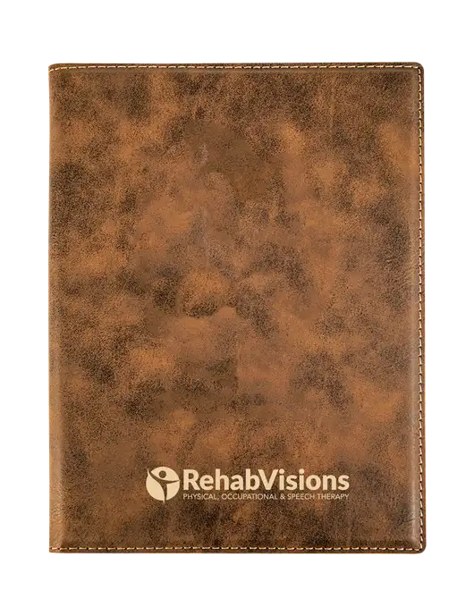 Rustic Leatherette 7 x 9 Portfolio with Notepad w/RehabVisions POST Logo