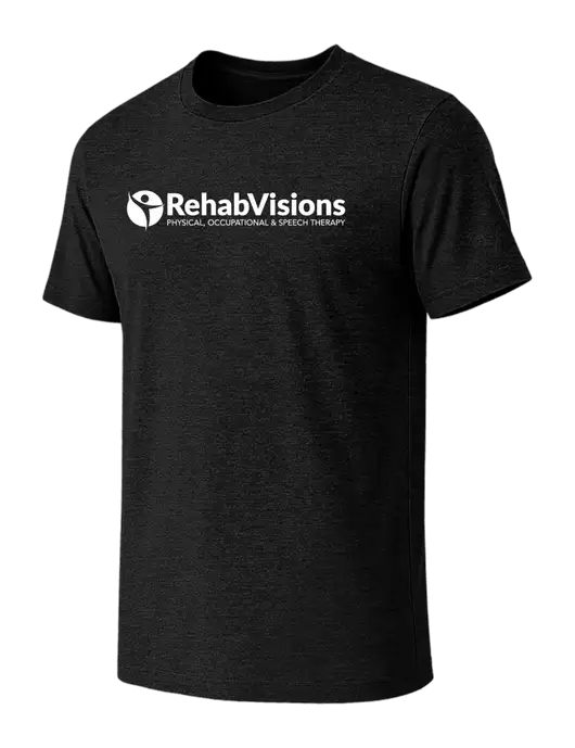 BELLA+CANVAS Black Heather CVC Short Sleeve Tee w/RehabVisions POST Logo