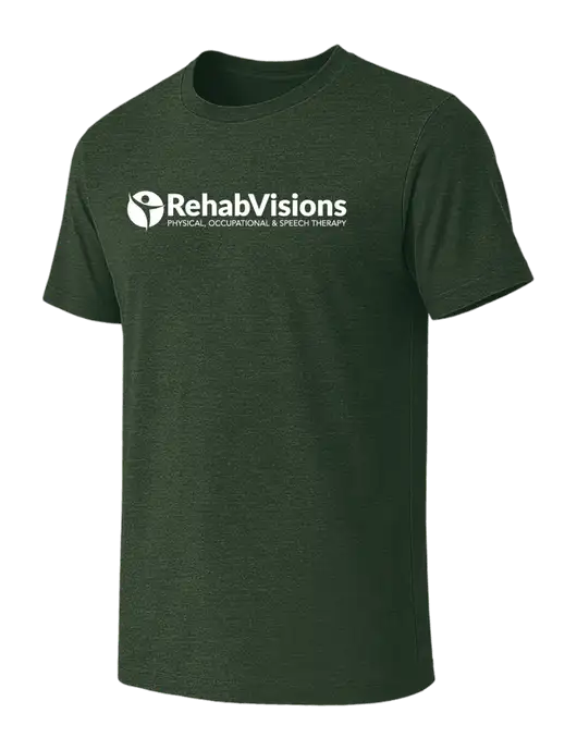 BELLA+CANVAS Heather Forest CVC Short Sleeve Tee w/RehabVisions POST Logo