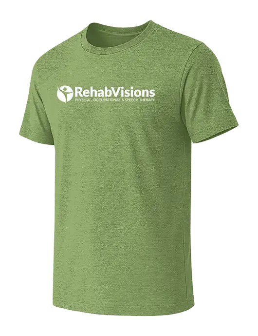 BELLA+CANVAS Heather Light Green CVC Short Sleeve Tee w/RehabVisions POST Logo