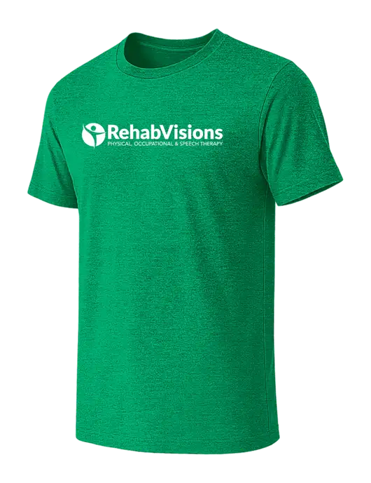 BELLA+CANVAS Heather Kelly Green CVC Short Sleeve Tee w/RehabVisions POST Logo