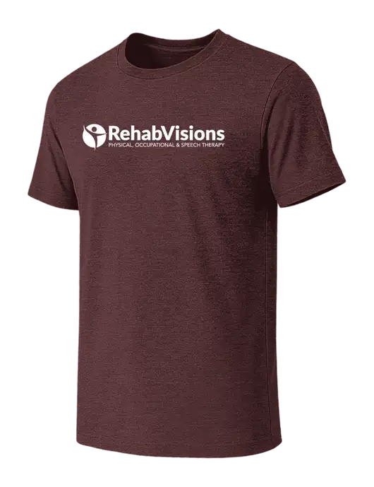 BELLA+CANVAS Heather Maroon CVC Short Sleeve Tee w/RehabVisions POST Logo