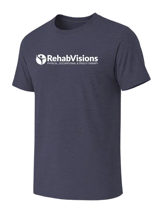 BELLA+CANVAS Heather Navy CVC Short Sleeve Tee w/RehabVisions POST Logo