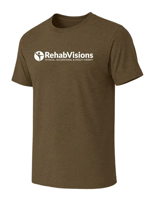 BELLA+CANVAS Heather Olive CVC Short Sleeve Tee w/RehabVisions POST Logo