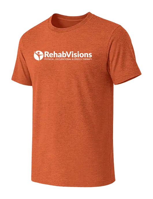BELLA+CANVAS Heather Orange CVC Short Sleeve Tee w/RehabVisions POST Logo