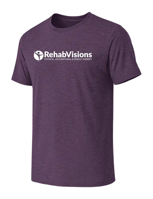 BELLA+CANVAS Heather Purple CVC Short Sleeve Tee w/RehabVisions POST Logo