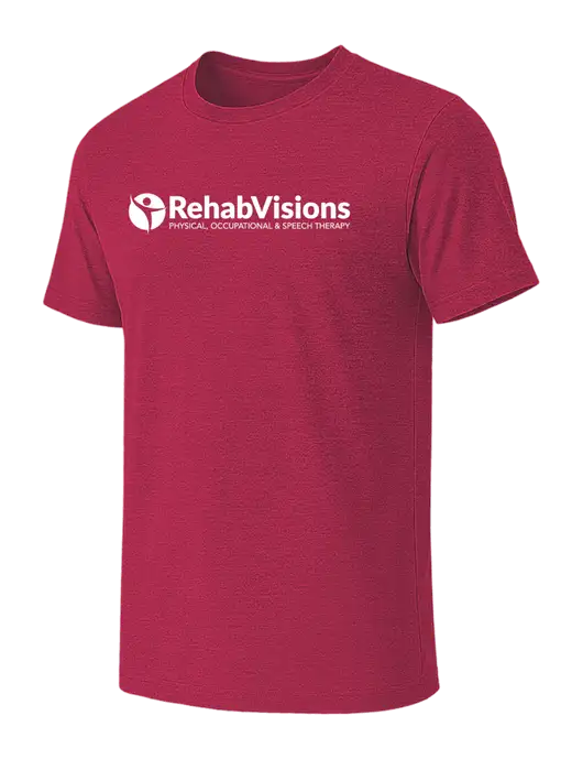 BELLA+CANVAS Heather Raspberry CVC Short Sleeve Tee w/RehabVisions POST Logo