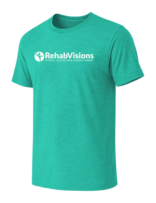 BELLA+CANVAS Heather Teal CVC Short Sleeve Tee w/RehabVisions POST Logo
