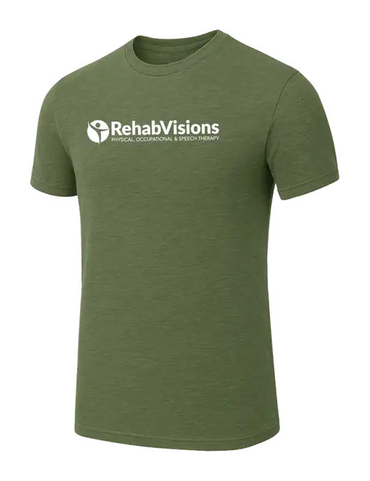 BELLA+CANVAS Military Green Triblend Short Sleeve Tee w/RehabVisions POST Logo