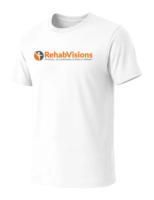 BELLA+CANVAS White Blend CVC Short Sleeve Tee w/RehabVisions POST Logo