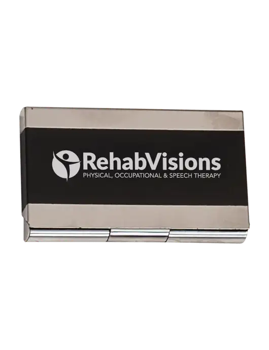 Black 3.75 x 2.5 Business Card Holder w/RehabVisions POST Logo