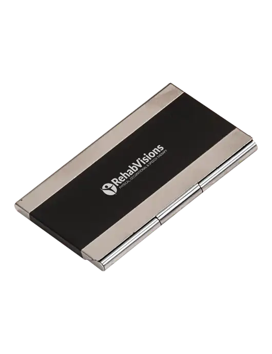 Black 3.75 x 2.5 Business Card Holder w/RehabVisions POST Logo