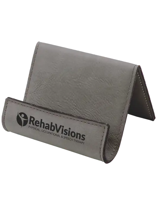 Grey Leatherette Card & Phone Holder w/RehabVisions POST Logo