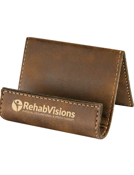 Rustic Leatherette Card & Phone Holder w/RehabVisions POST Logo