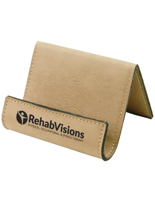 Tan Leatherette Card & Phone Holder w/RehabVisions POST Logo