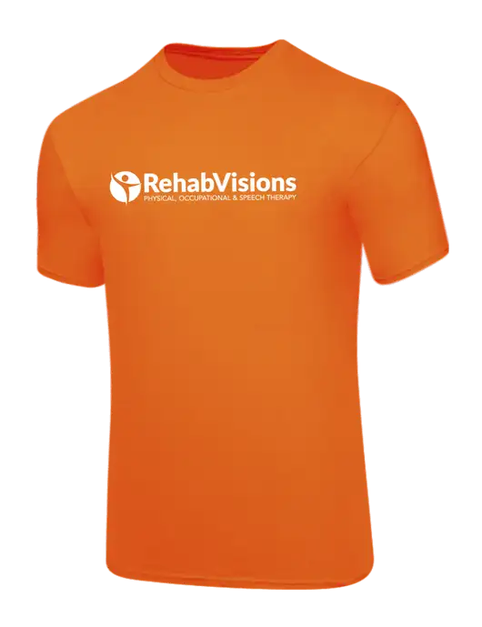 Core Blend Safety Orange T-Shirt w/RehabVisions POST Logo