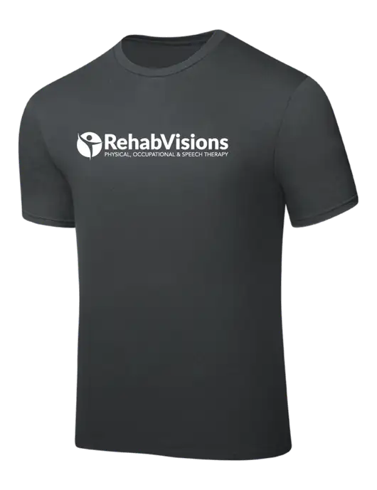 Dark Grey PosiCharge Competitor Tee w/RehabVisions POST Logo