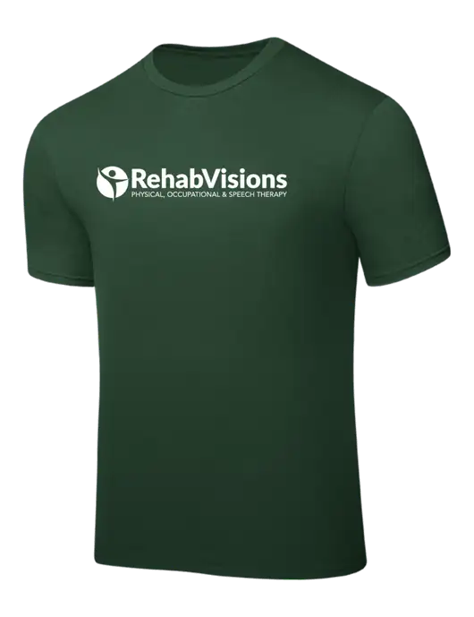 Dark Green PosiCharge Competitor Tee w/RehabVisions POST Logo