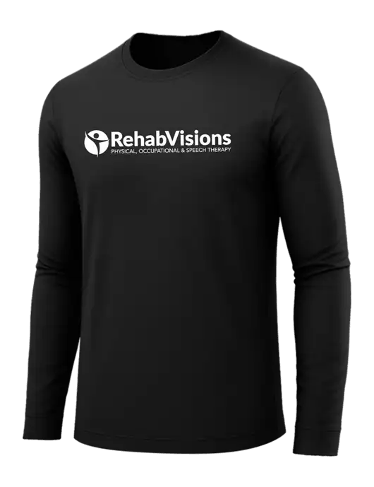 Long Sleeve Black PosiCharge Competitor Tee w/RehabVisions POST Logo