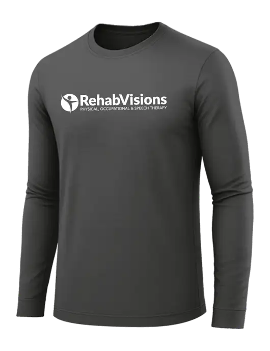 Long Sleeve Dark Grey PosiCharge Competitor Tee w/RehabVisions POST Logo